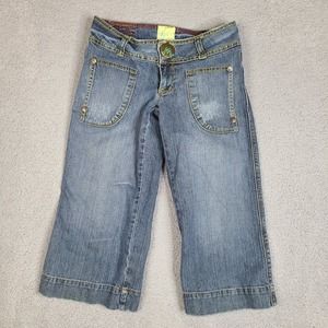 Vintage Marlow Jeans Crop Size 5 Blue Japanese Denim Cotton Blend‎ Snap Button